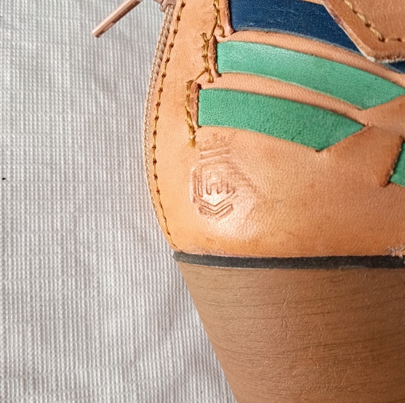 Huellas Mexicanas Leather Handmade Rainbow Block Heels Huarache Sandals  Size 7 - Picture 10 of 15
